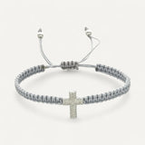 Adjustable Braided Bracelet with Cross Charms