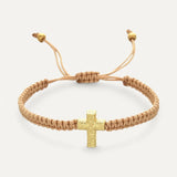 Adjustable Braided Bracelet with Cross Charms