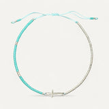 Beaded Charm Bracelet with Silver Cross