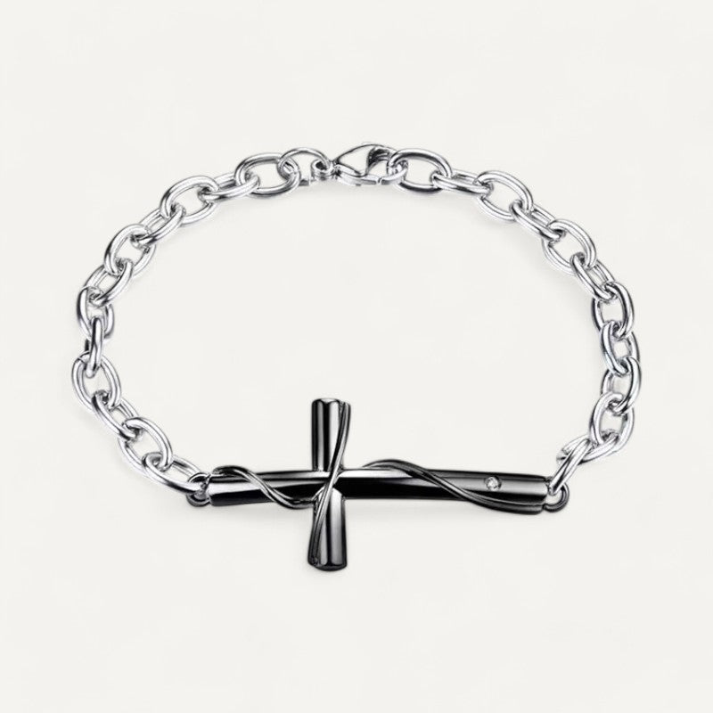 Unisex Silver Cross Bracelet