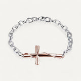Unisex Silver Cross Bracelet