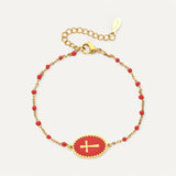 Enamel Bracelet with Cross Charm