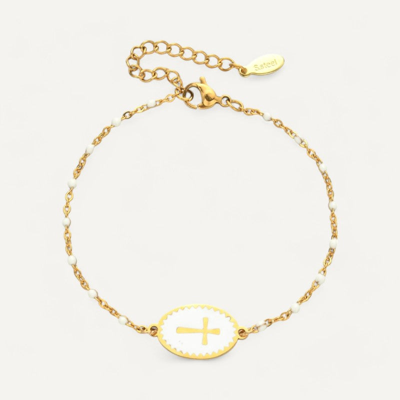 Enamel Bracelet with Cross Charm