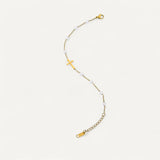 Gold Cross & Elegant Pearls Bracelet