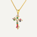 Rainbow Gold Cross Necklace