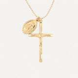 Miraculous Virgin Medal Cross Necklace for Women