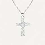 Religious Cross Necklace with Zirconiums