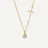 Cross Necklace with Round Pendant