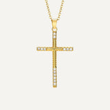 Gold Cubic Zirconia Cross Necklace