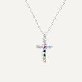 Colorful Zirconium Cross Necklace