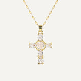Cross Pendant Necklace with Zirconiums