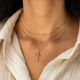 Double Chain Cross Choker Necklace