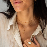Double Chain Cross Choker Necklace