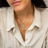 Religious Cross Necklace with Zirconiums