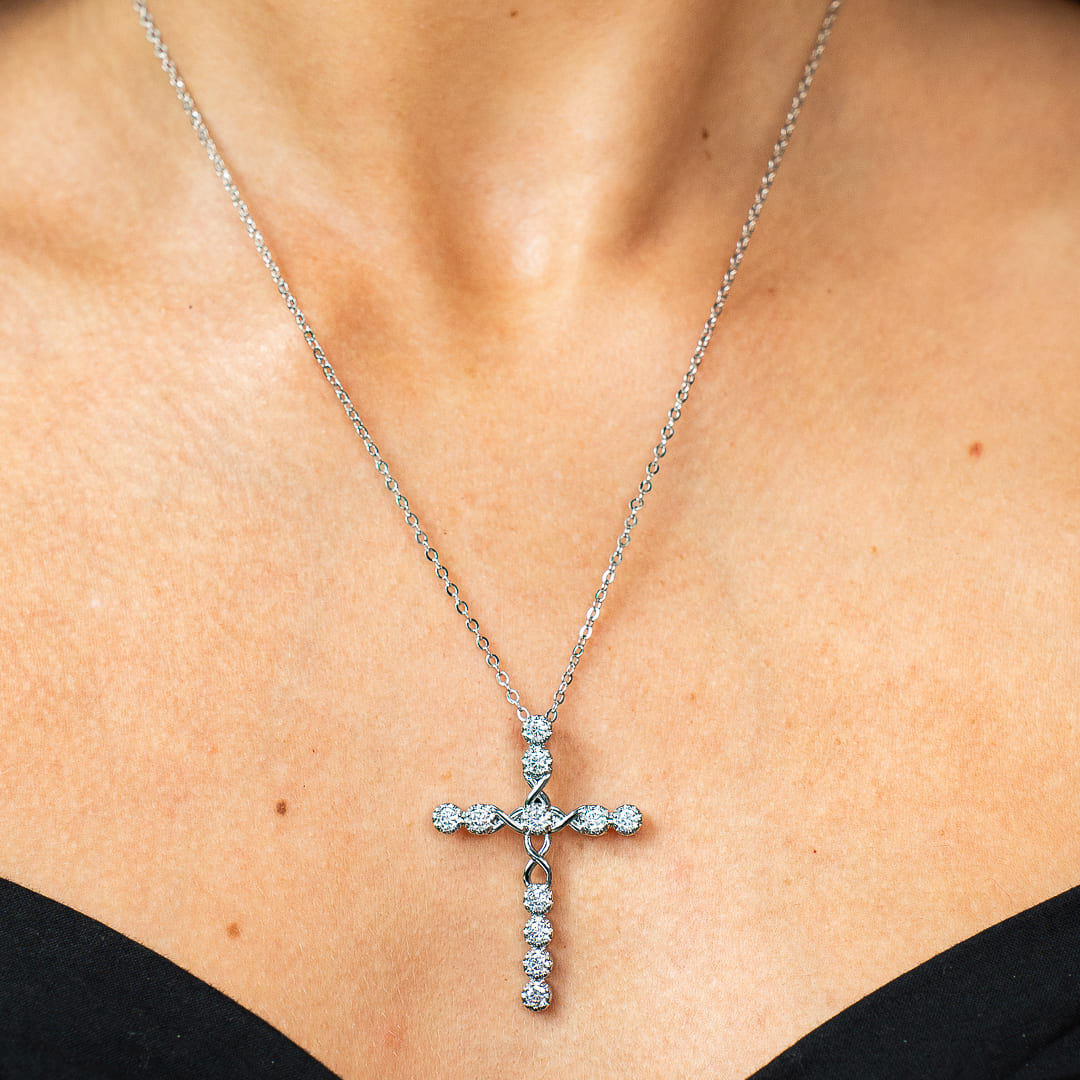 Zirconium Crystal Cross Necklace