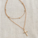 Double Chain Cross Choker Necklace