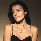 Religious Cross Necklace with Zirconiums