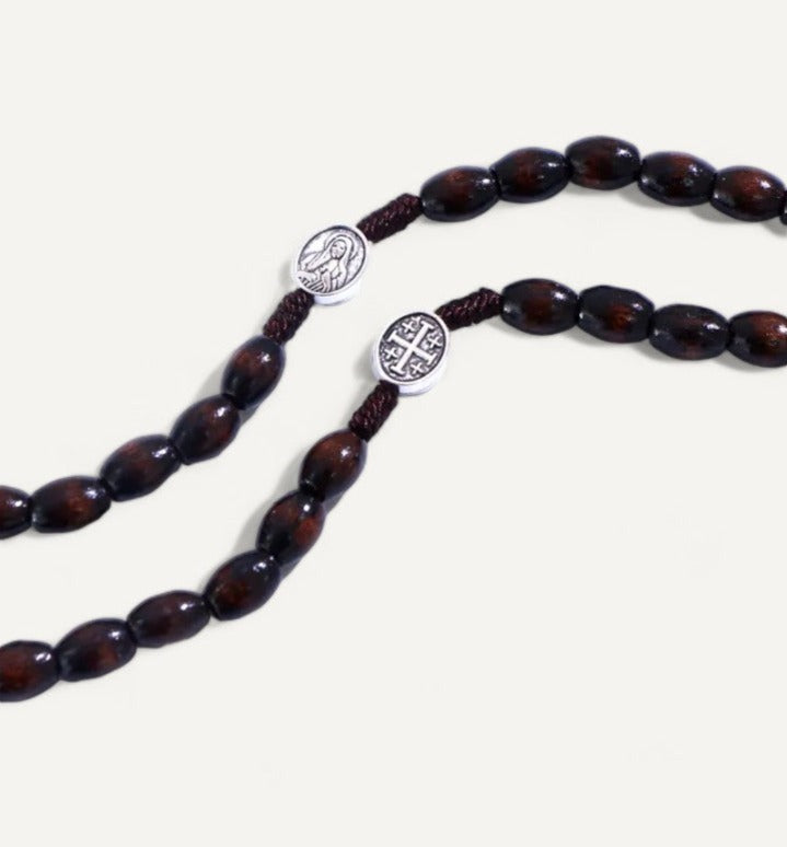 Brown Bead Crucifix Rosary