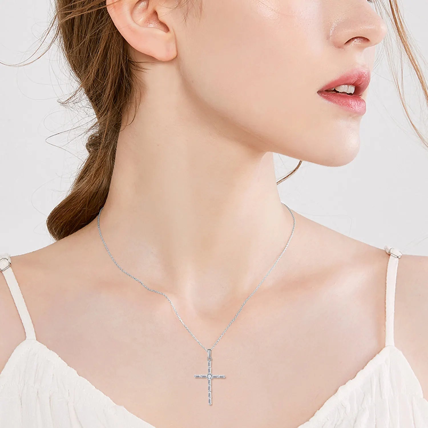 Elegant Crystal Cross Necklace for Women