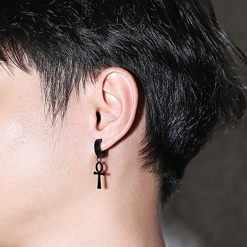Men’s Ankh Cross Earrings
