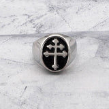 Silver Lorraine Cross Signet Ring