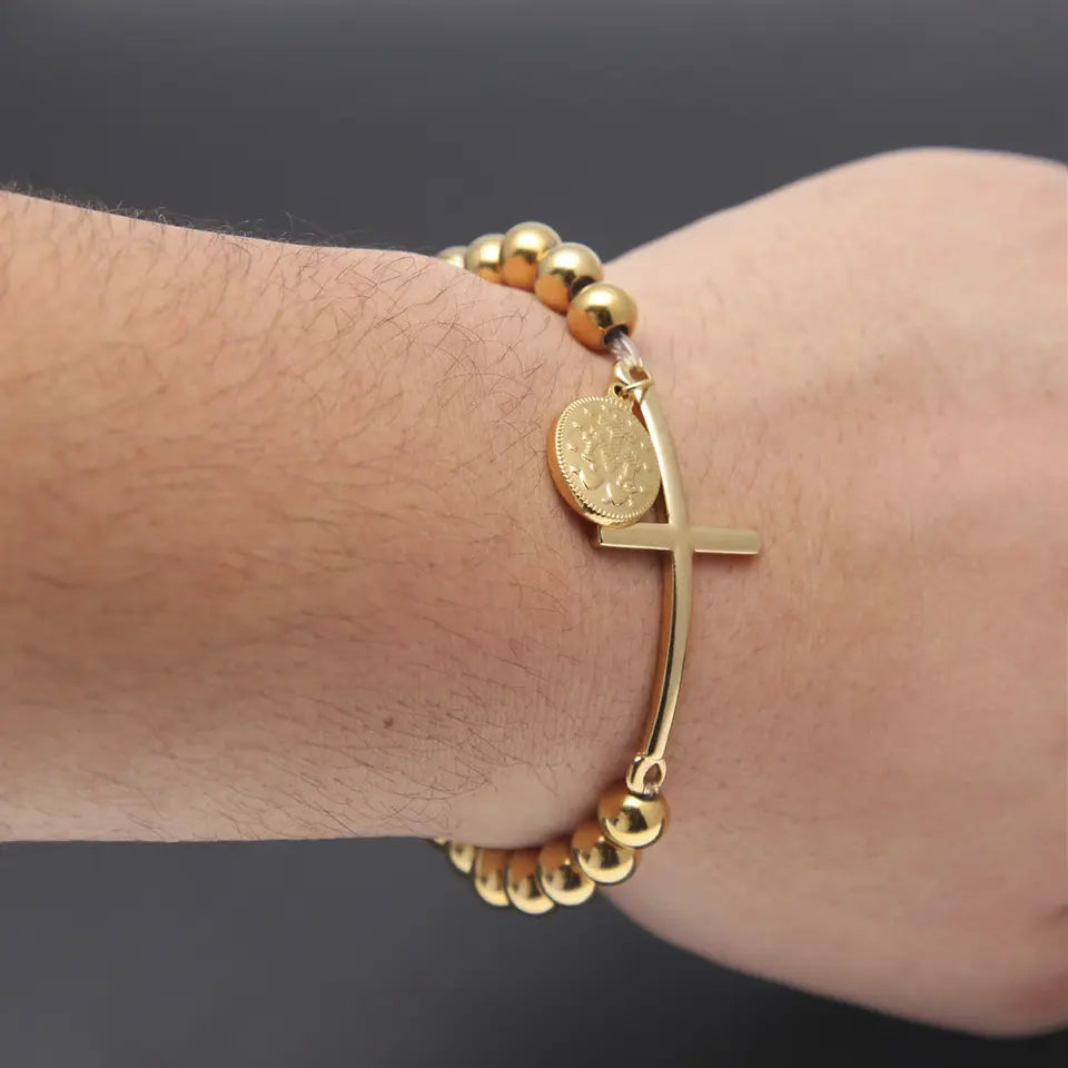 Cross Bracelet with Virgin Mary Medallion