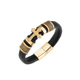 Men’s Gold Cross Leather Bracelet