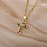 Rainbow Gold Cross Necklace