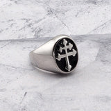 Silver Lorraine Cross Signet Ring