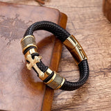 Men’s Gold Cross Leather Bracelet