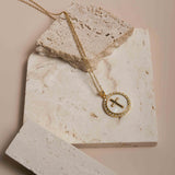 Golden Mother-of-Pearl Cross Necklace