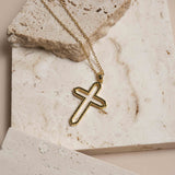 Openwork Black Elegance Cross Necklace