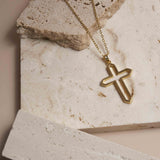 Openwork Black Elegance Cross Necklace