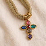 Cross Necklace with Braided Chain