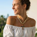 Cross Necklace with Braided Chain