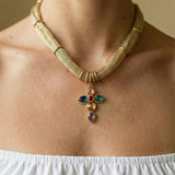 Cross Necklace with Braided Chain