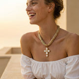 Cross Necklace with Braided Chain