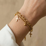 Gold Multi-Layer Cross Bracelet