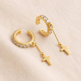 Cross Hoop Earrings with Stones