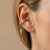 Cross Hoop Earrings with Stones