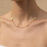 Gold Cross & Virgin Mary Medal Necklace