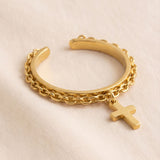 Elegant Cross Ring with Chain