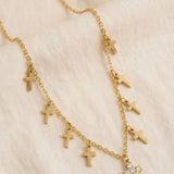 Multi Charm Cross Necklace