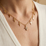 Multi Charm Cross Necklace