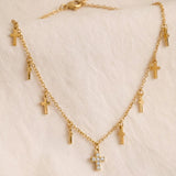 Multi Charm Cross Necklace