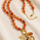 Translucent Red Cross & Heart Charm Necklace