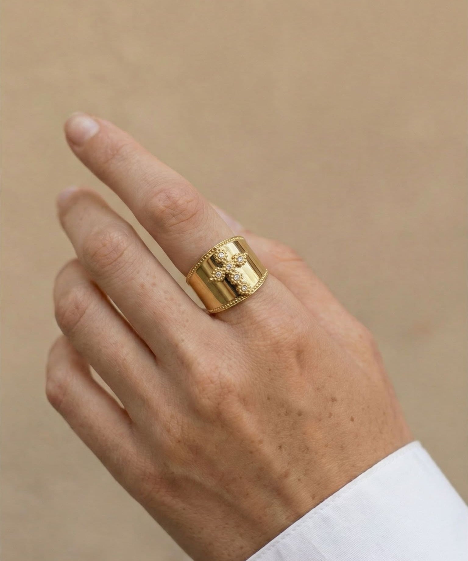 Sculpted Cross Ring
