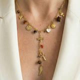 Cross Charm Lariat Necklace