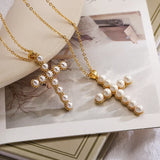 Divine Pearl Cross Necklace