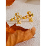 Gold Cross Ring with Multicolored Stones